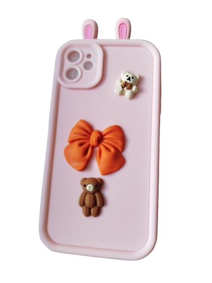 "قاب فانتزی عروسکی آیفون 11 به همراه آویز شیک و جذاب | iPhone 11 Cute Cartoon Case with Charm"