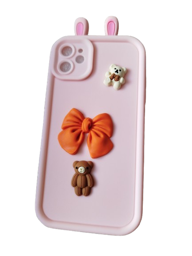 "قاب فانتزی عروسکی آیفون 11 به همراه آویز شیک و جذاب | iPhone 11 Cute Cartoon Case with Charm"