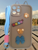 iPhone 12 Pro Max Cute Brown Cat Case with Bow, Chinese Text and Paw Print