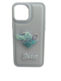 iPhone 13 Pro Max Cute Heart Case with Bow, Stars and Mini Fruits
